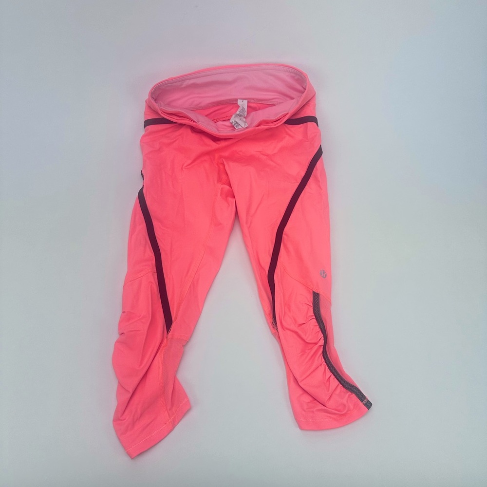 Lululemon leggings - Lululemon Run Pace Crop Pop Orange /Bleached Coral